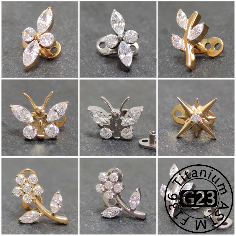 Body Jewelry Dermal - G23 titanio circón Micro ancla dérmica