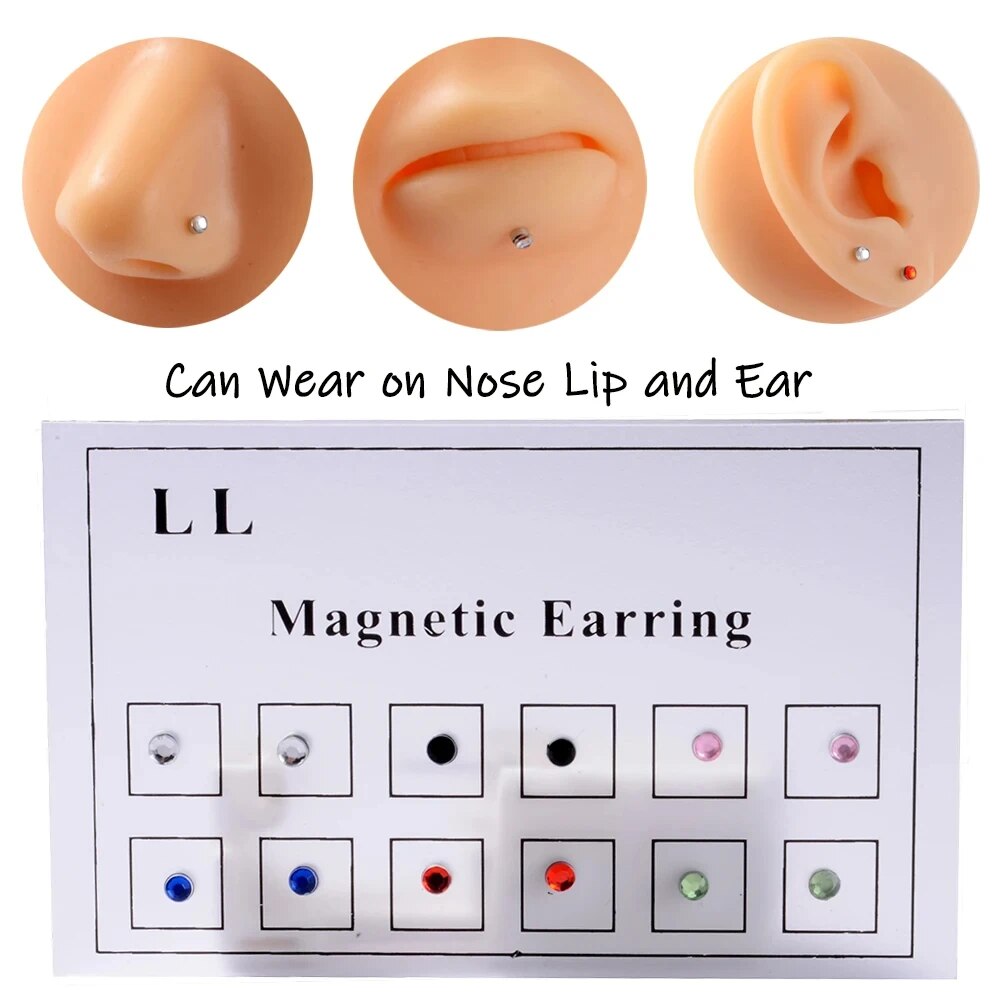 Body Jewelry Nose Ring - 12 uds/tarjeta tramposo falso imán no