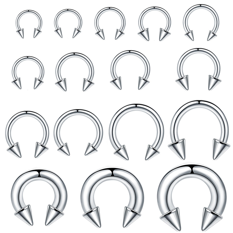 Body Jewelry Gauge Sizes - Anillo de herradura de acero inoxidable