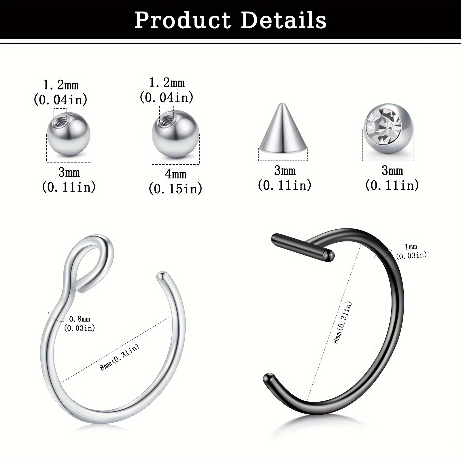 Piercings falsos, aro de labio - Body Jewelry Nose Ring reseña y precio