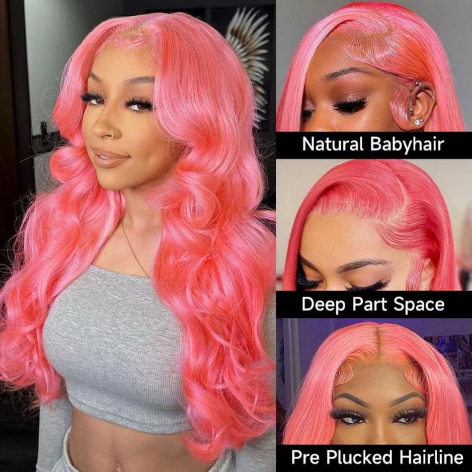 Peluca de cabello humano rosa, - Body Jewelry Underwear reseña y precio