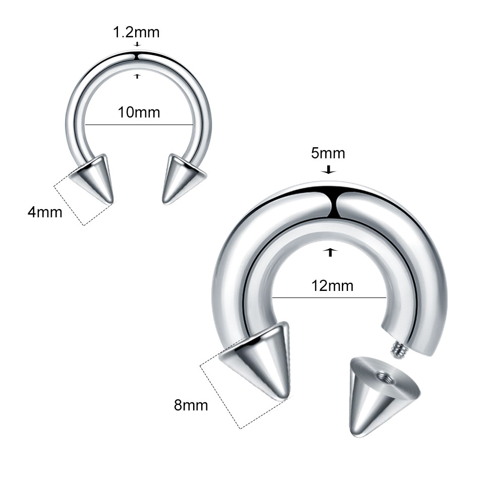 Anillo de herradura de acero i - Body Jewelry Gauge Sizes reseña y precio